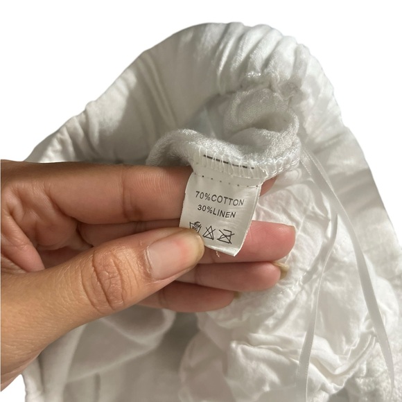 WHITE FOX BOUTIQUE White Linen Drawstring Pants Trousers - Picture 5 of 7